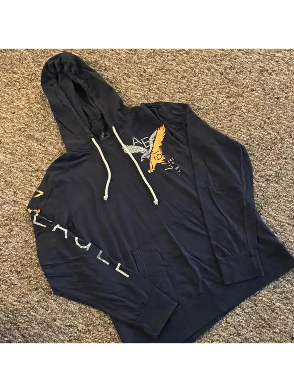 American Eagle Long Sleeve Shirt Hoodie Navy Size Large L